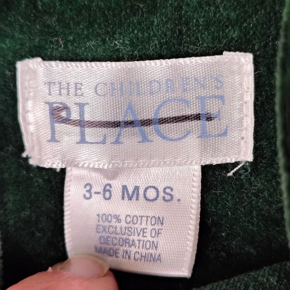 The Childrens Place Green Corduroy Scottie Dog Overalls 3-6 Months Holiday Bibs